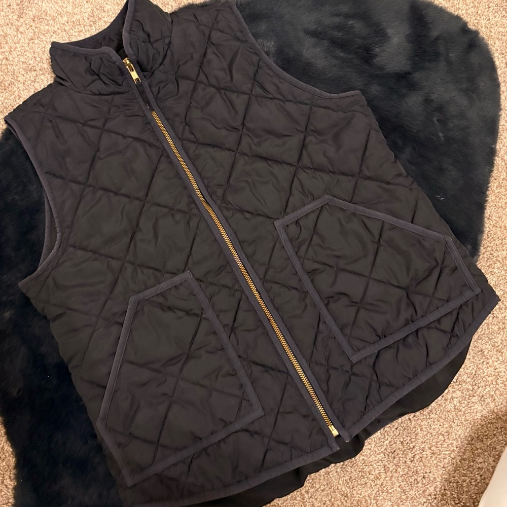 J. Crew Black Quilted Puffer Vest